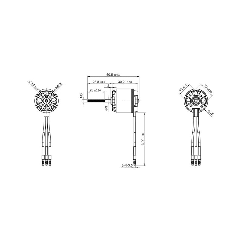 Detrum BM2815A-1100KV Brushless Motor Drawing