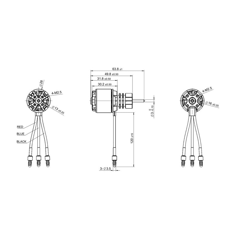 Detrum BM2815D-3600KV Brushless Motor Drawing