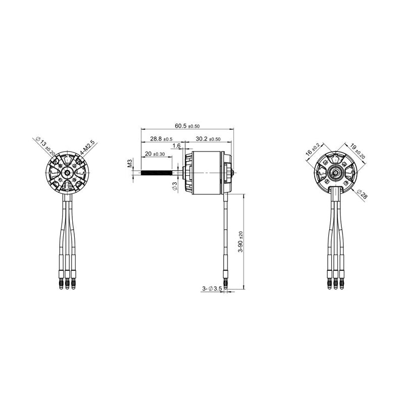 Detrum BM2815D-4100KV Brushless Motor Drawing