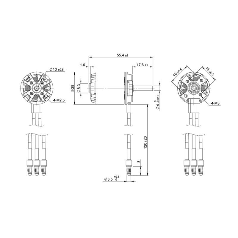 Detrum BM2826D-3200KV Brushless Motor Drawing