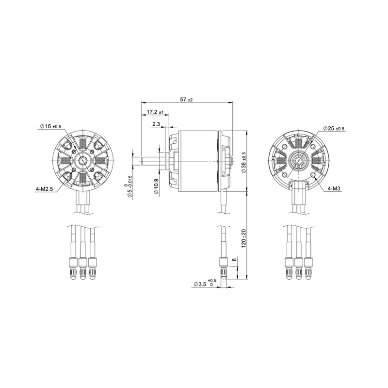 Detrum BM3720A-650KV Brushless Motor Drawing