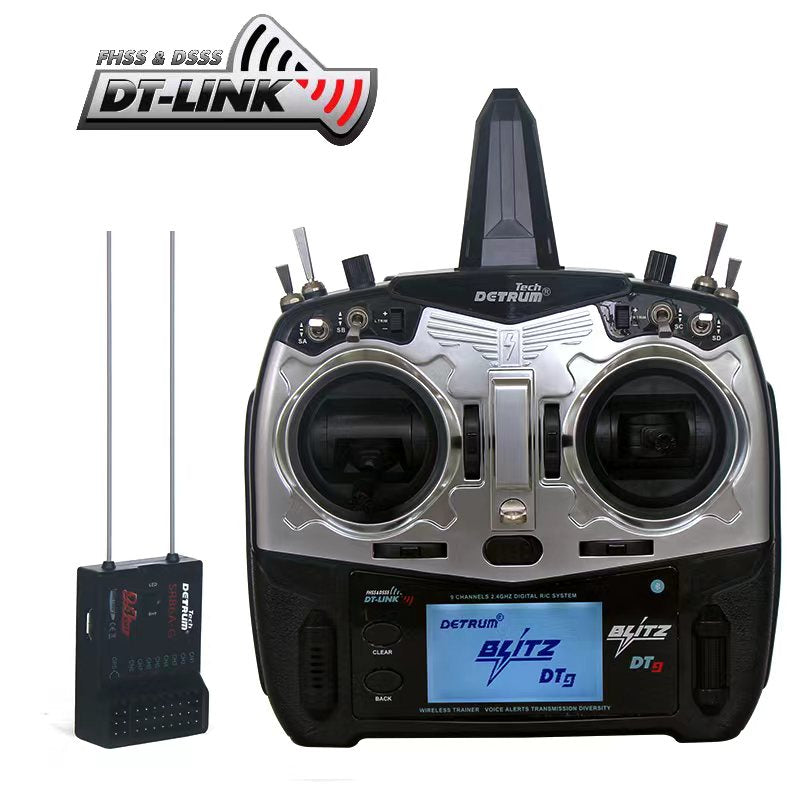 Detrum Blitz-DT9 9CH Smart Programming/Telemetry Long-Range Transmitter Set Black (TX+SR86A-G RX)