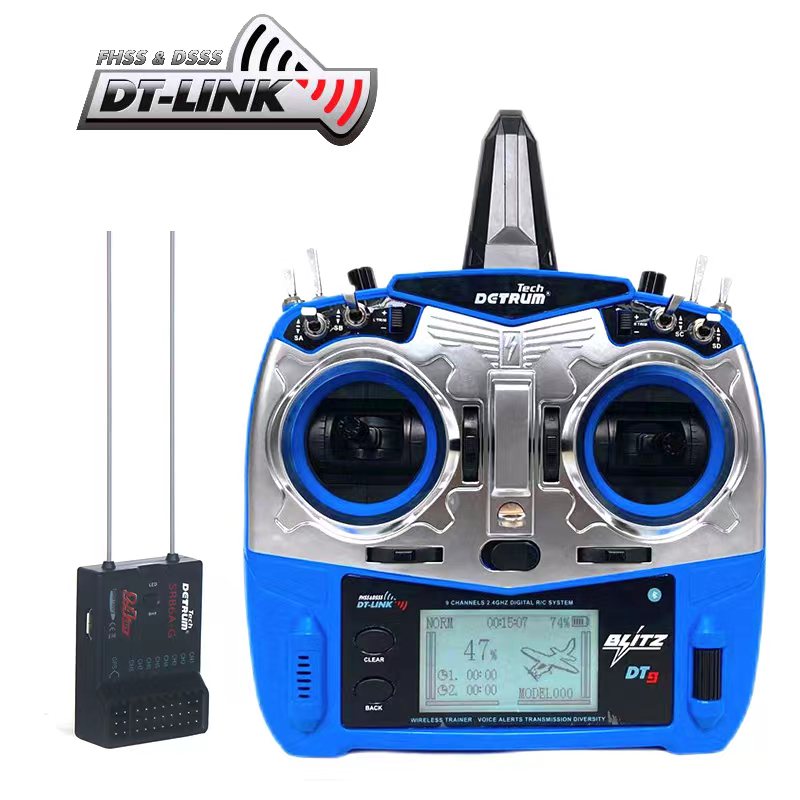 Detrum Blitz-DT9 9CH Smart Programming/Telemetry Long-Range Transmitter Set Blue (TX+SR86A-G RX)