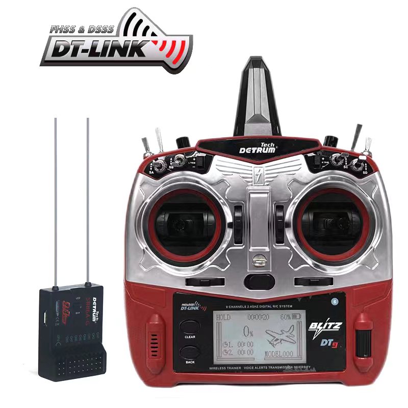 Detrum Blitz-DT9 9CH Smart Programming/Telemetry Long-Range Transmitter Set Red (TX+SR86A-G RX)