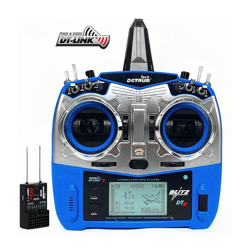 Detrum Blitz-DT9 9CH Smart Programming/Telemetry Transmitter Set Blue (TX+RXC9M) - DTM-T014BL