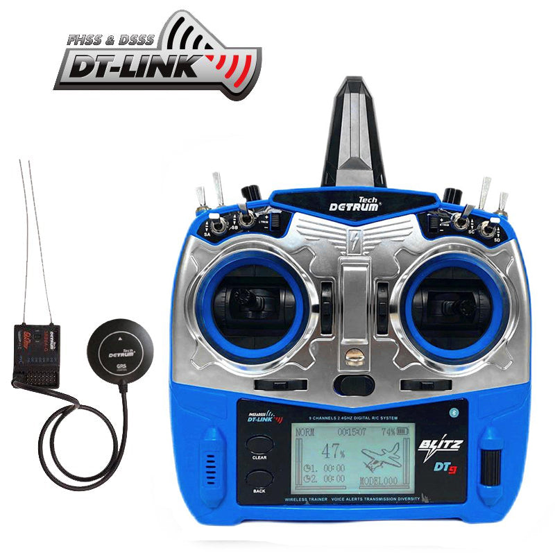 Detrum Blitz-DT9 9CH Smart Programming/Telemetry Transmitter Set Blue (TX+SR86A-G)