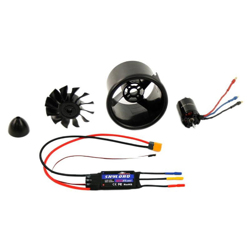 Dynam 64mm 12-Blade 4S EDF Power System w/ TC-2827-2600KV Outrunner Brushless Motor & 80A ESC XT60