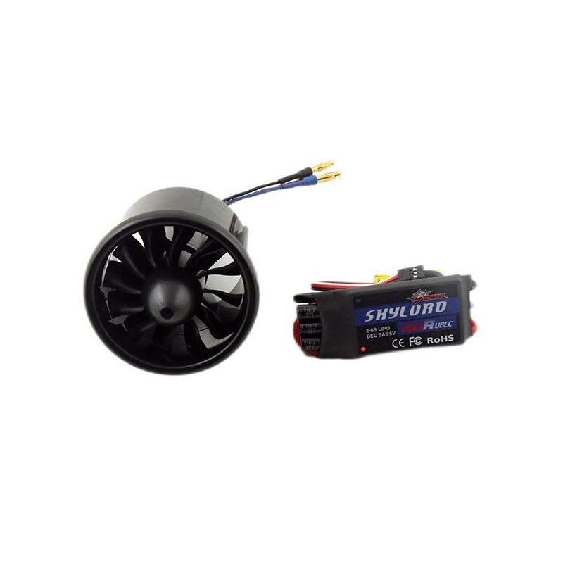 Dynam 70mm 12-Blade 6S EDF Power System w/ TC-2860-2200KV Inrunner Brushless Motor & 80A ESC XT60 DY-1057