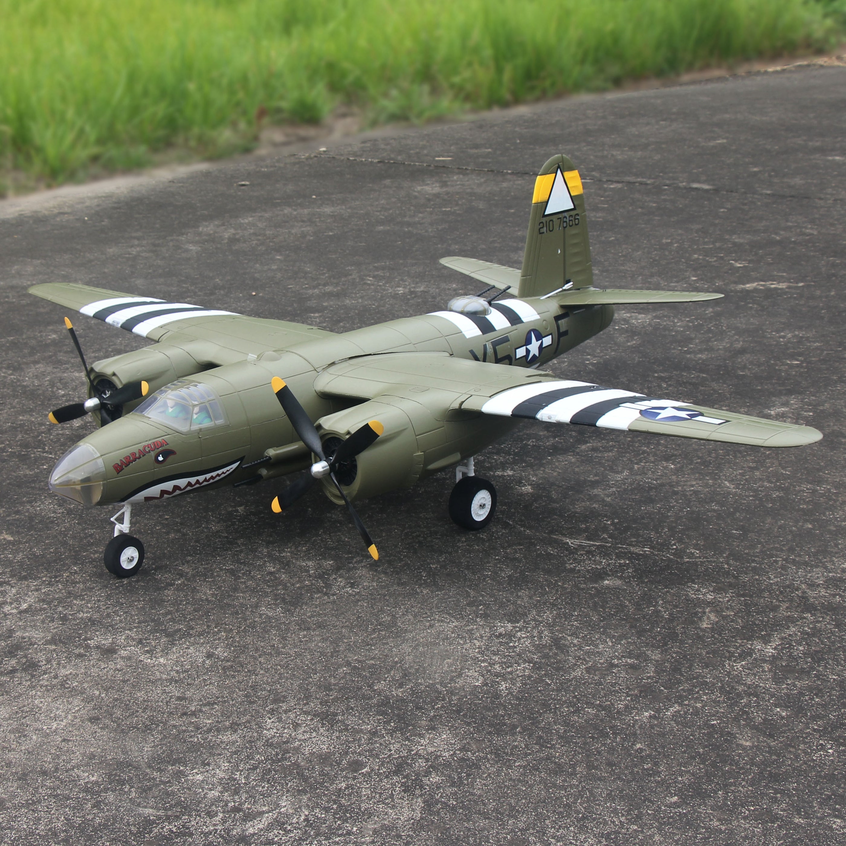 Dynam B-26 Marauder Green 4S Radio Controlled Twin-Engine Warbird Plane 1500mm 59" Wingspan w/ Flaps - PNP/BNF/RTF-8C - DY8972GN