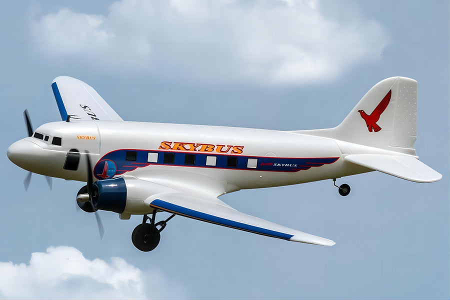 Dynam DC-3 Skybus White RC Warbird Plane 1470mm 58inch Wingspan PNP/BNF/RTF - DY8931WT