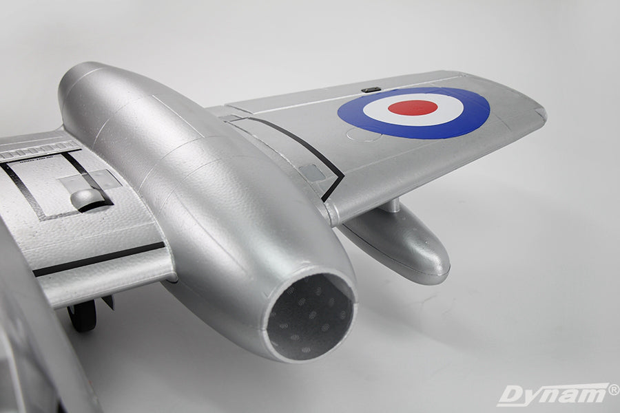 Dynam Gloster Meteor F8 V2 Silver 6S Twin 70mm EDF RC Jet PNP/BNF/RTF - DY8974SV