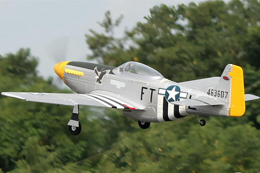 Dynam P51 Mustang V2 Silver RC Warbird Plane 1200mm 47inch Wingspan PNP/BNF/RTF - DY8939SV