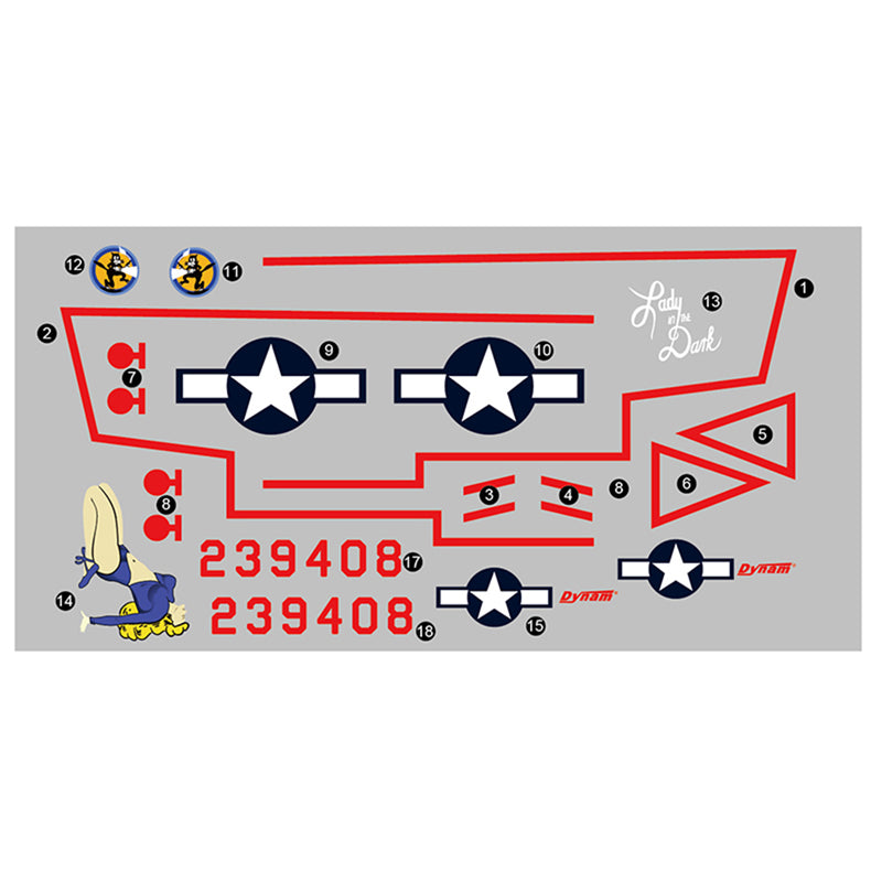 Dynam P-61 Black Widow 1500mm Decal Set