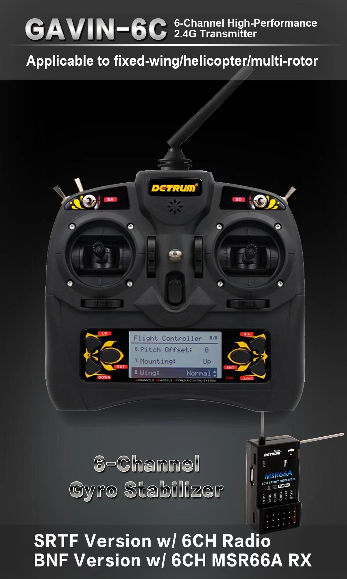 Dynam RC Planes SRTF with Detrum 6-Channel Radio System and BNF 6CH MSR66A RX