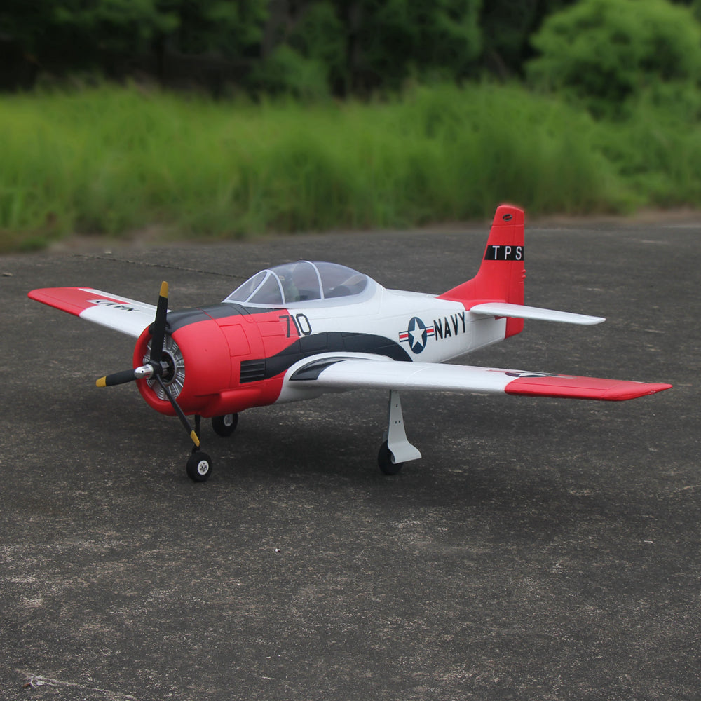 Dynam-T-28-Trojan-V2-Red-4S-Radio-Controlled-Warbird-Airplane-1300mm-Wingspan-Flaps-PNP-BNF-RTF-8C-DY8940RD