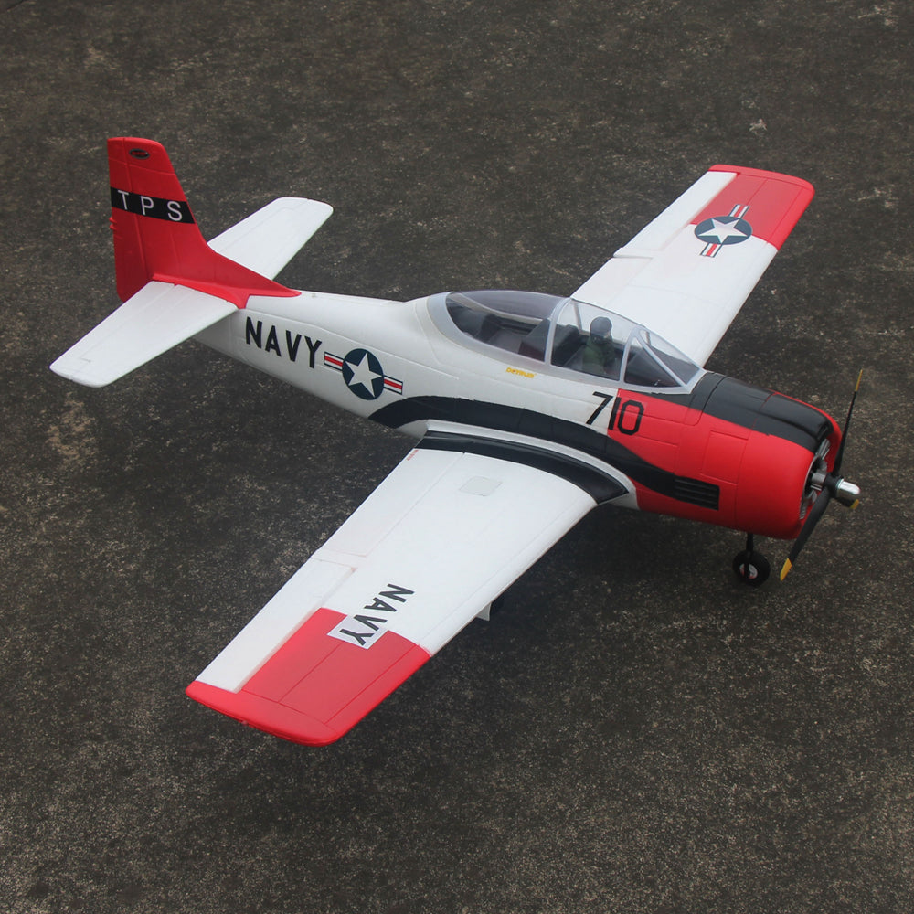 Dynam-T-28-Trojan-V2-Red-4S-Radio-Controlled-Warbird-Airplane-1300mm-Wingspan-Flaps-PNP-BNF-RTF-8C-DY8940RD