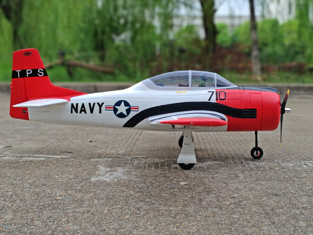 Dynam-T-28-Trojan-V2-Red-4S-Radio-Controlled-Warbird-Airplane-1300mm-Wingspan-Flaps-PNP-BNF-RTF-8C-DY8940RD