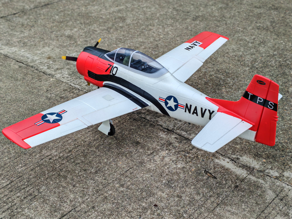 Dynam-T-28-Trojan-V2-Red-4S-Radio-Controlled-Warbird-Airplane-1300mm-Wingspan-Flaps-PNP-BNF-RTF-8C-DY8940RD