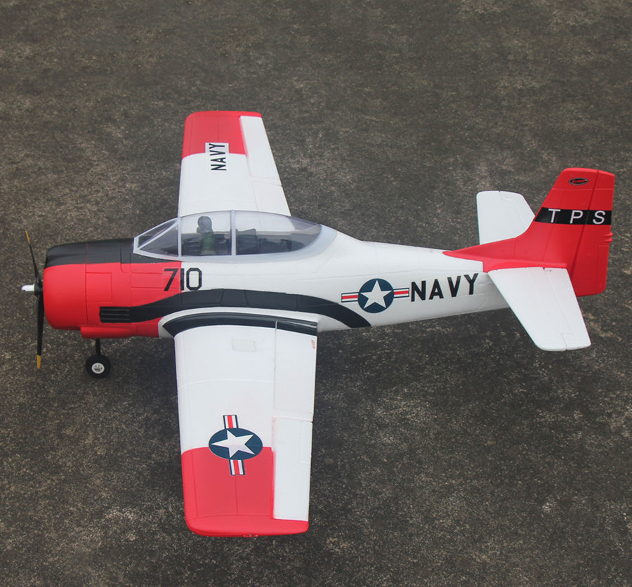 Dynam-T-28-Trojan-V2-Red-4S-Radio-Controlled-Warbird-Airplane-1300mm-Wingspan-Flaps-PNP-BNF-RTF-8C-DY8940RD