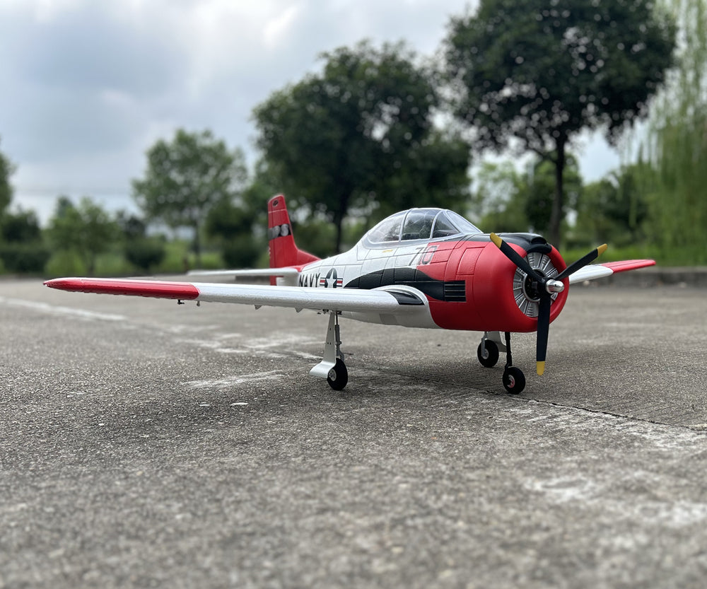 Dynam-T-28-Trojan-V2-Red-4S-Radio-Controlled-Warbird-Airplane-1300mm-Wingspan-Flaps-PNP-BNF-RTF-8C-DY8940RD