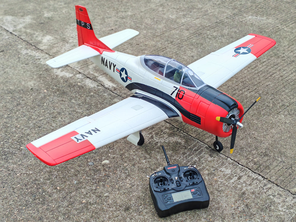 Dynam-T-28-Trojan-V2-Red-4S-Radio-Controlled-Warbird-Airplane-1300mm-Wingspan-Flaps-PNP-BNF-RTF-8C-DY8940RD