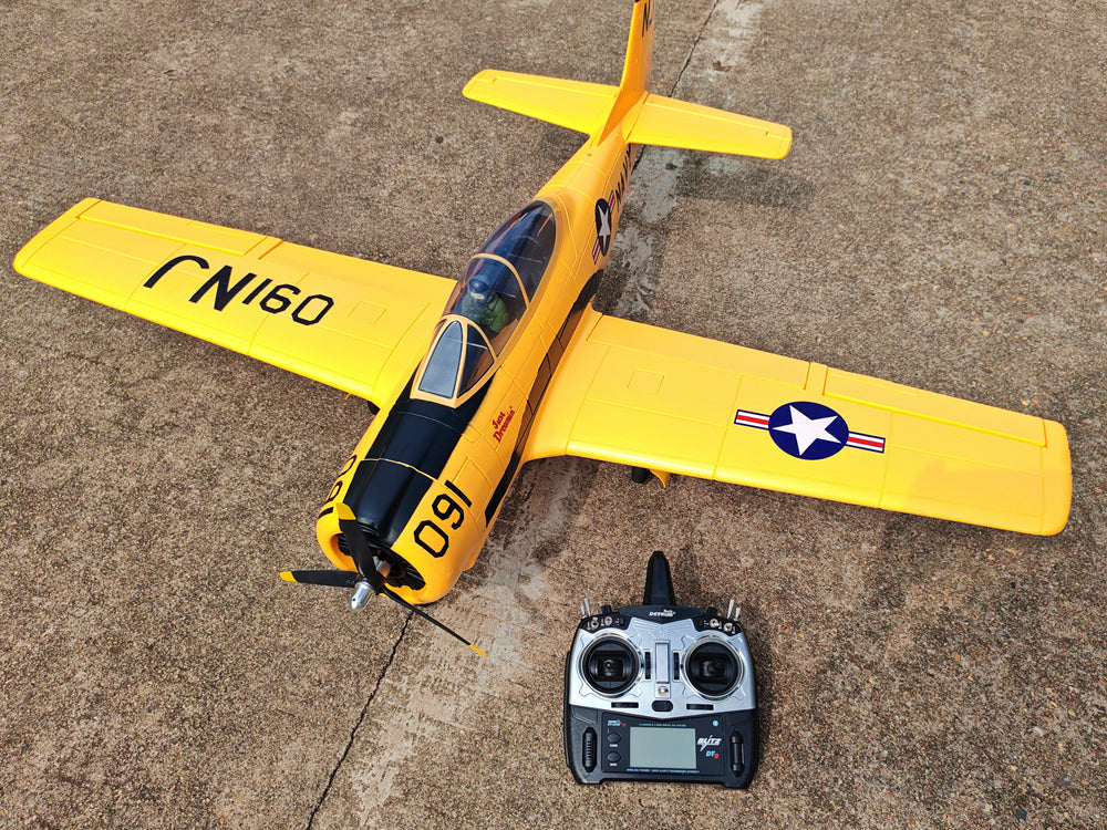 Dynam-T-28-Trojan-V2-Yellow-4S-Radio-Controlled-Warbird-Airplane-1270mm--Wingspan-Flaps-PNP-BNF-RTF-8C-DY8940YL