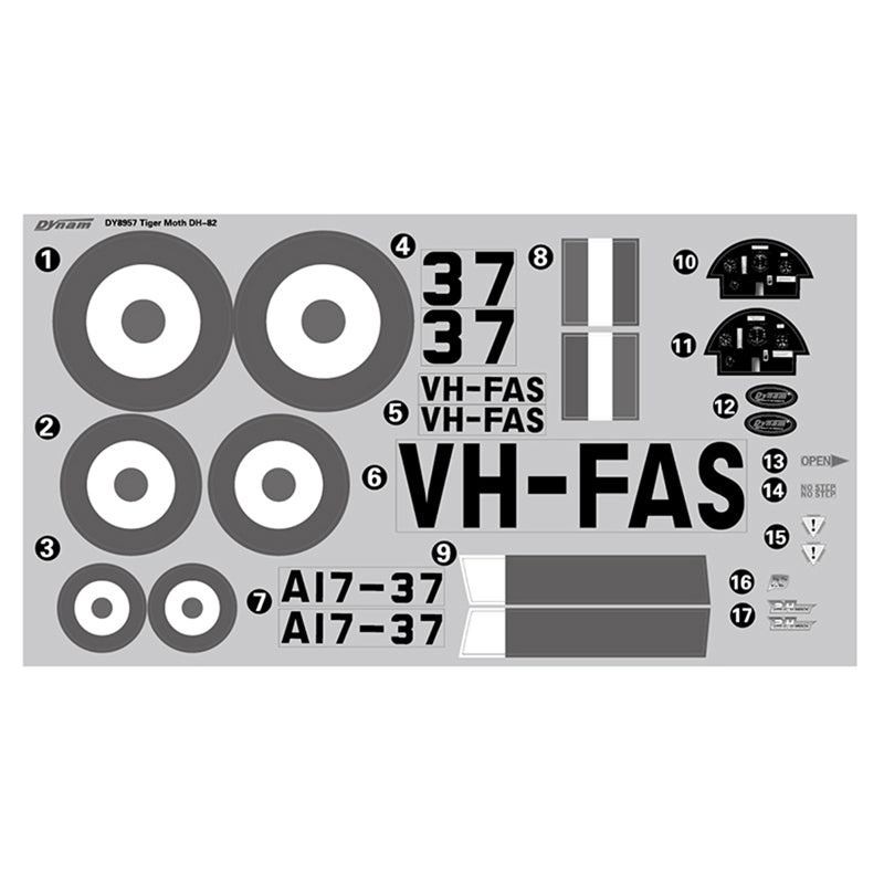 Dynam Tiger Moth 1270mm Decal TGM-15