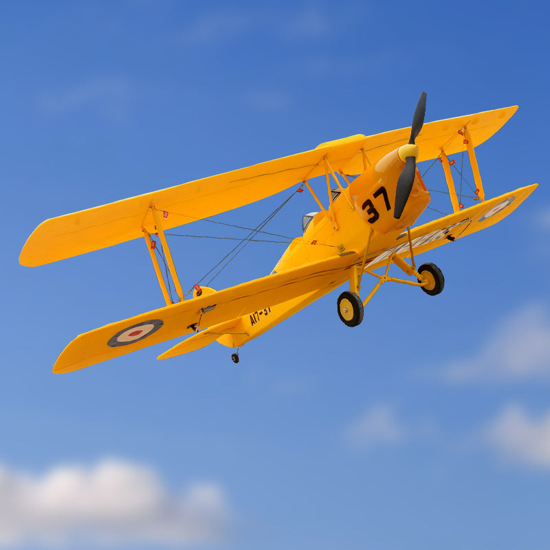 Dynam Tiger Moth V2 Yellow RC Biplane 1270mm 50inch Wingspan PNP/BNF/RTF - DY8958YL