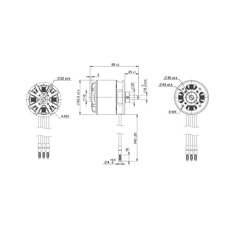 TomCat G160 6330-250KV Outrunner Brushless Motor (160 Glow) Drawing