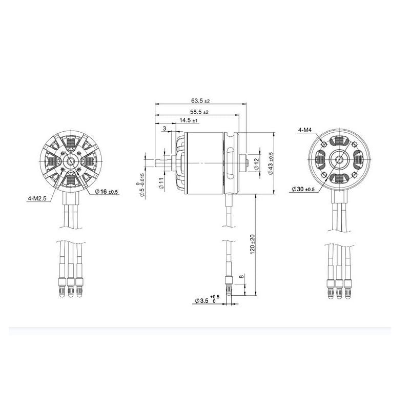 TomCat G32 4320-830KV Outrunner Brushless Motor (32 Glow) Drawing