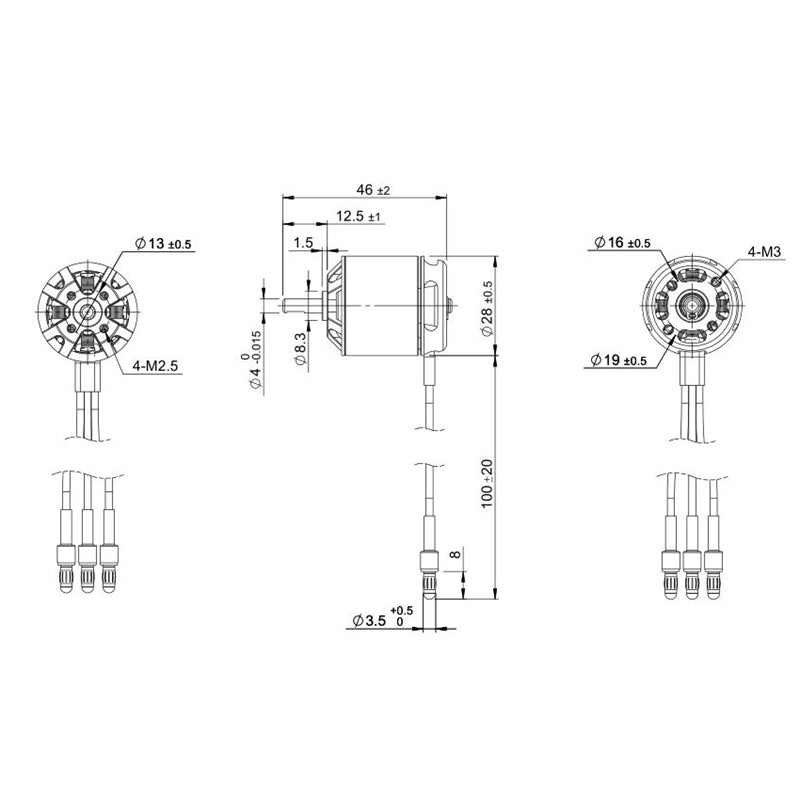 TomCat P4501 2816-KV940 Outrunner Brushless Motor Diagram