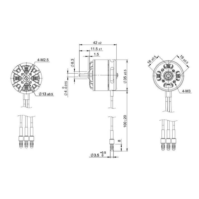 TomCat P4801 3510-KV980 Outrunner Brushless Motor Diagram