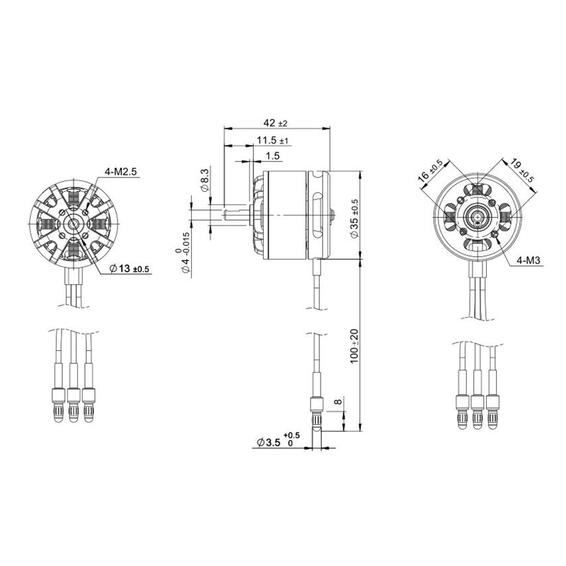 TomCat P4802 3510-KV1080 Outrunner Brushless Motor Diagram